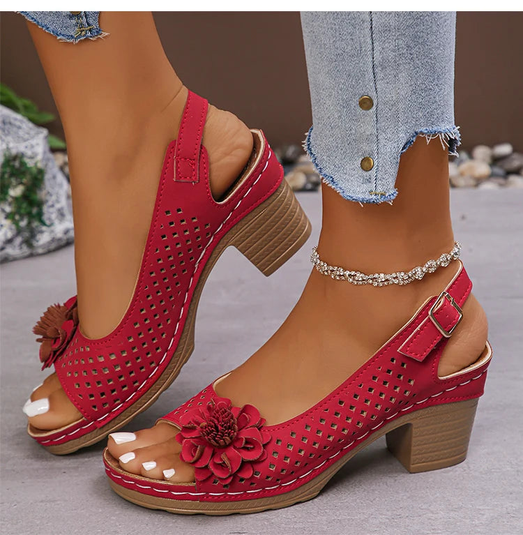 Women's Sandals Sweet Heels Sandals Summer Woman Shoes Fashion Heeled Sandalias Mujer Elegant Shoes Summer Footwear Women 2025 Good Vibrations