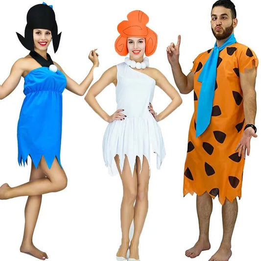 Wilma Flintstone Adult Costume Men's The Flintstone's Barney Rubble Women's Costume Party Supplie Caveman Costume Good Vibrations