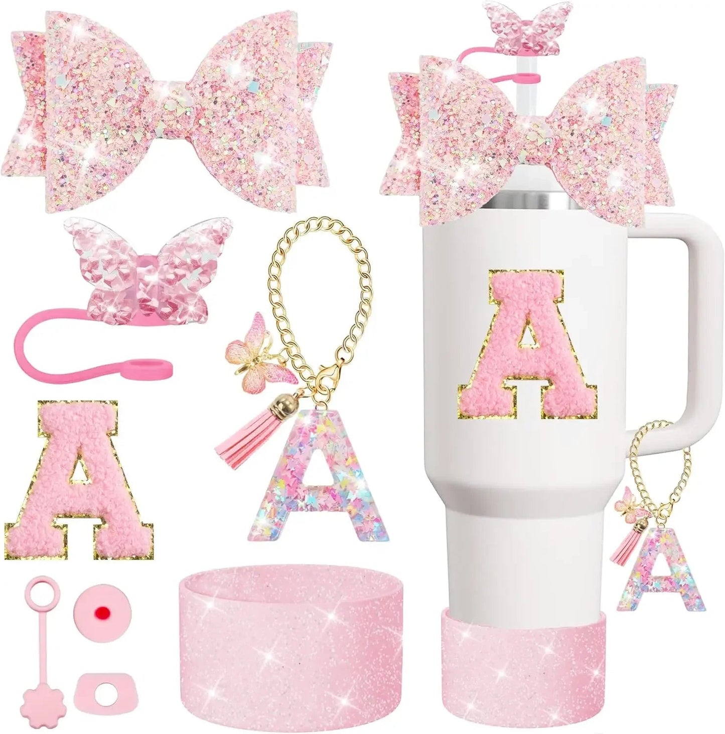 8PCS Cup Accessories Set for Stanley 30oz 40oz Tumbler Straw Topper Cover Cap Boot,Spill Proof Stopper Charm Initials Sticker Good Vibrations Adult Super Store