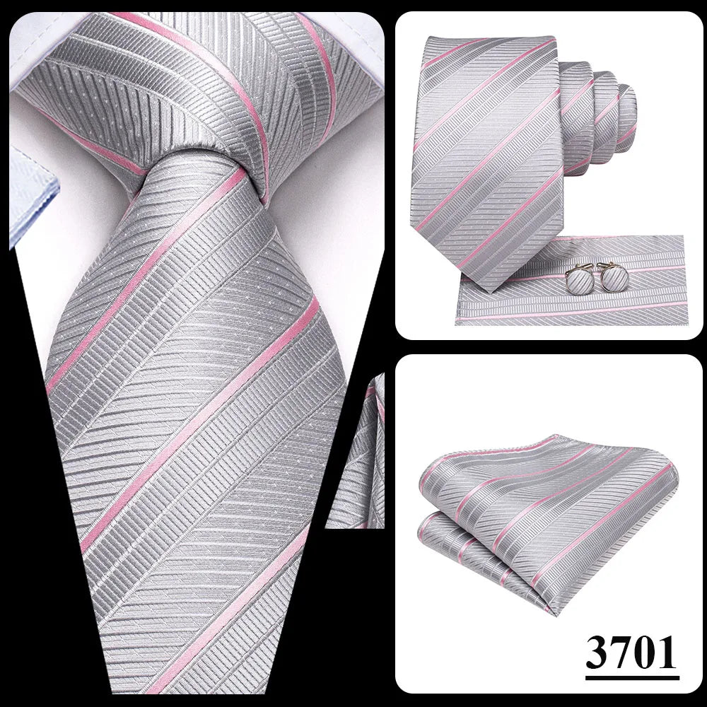 Black Red Striped Silk Wedding Tie For Men Handky Cufflink Gift Men Necktie Fashion Business Party Dropshiping Hi-Tie Designer Good Vibrations