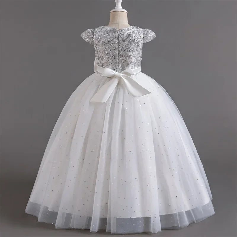 2024 Teen Girls Bridesmaid Flower Dresses for Wedding Elegant Luxury Party Sequin Lace Princess Evening Dress Birthday Prom Gown Good Vibrations