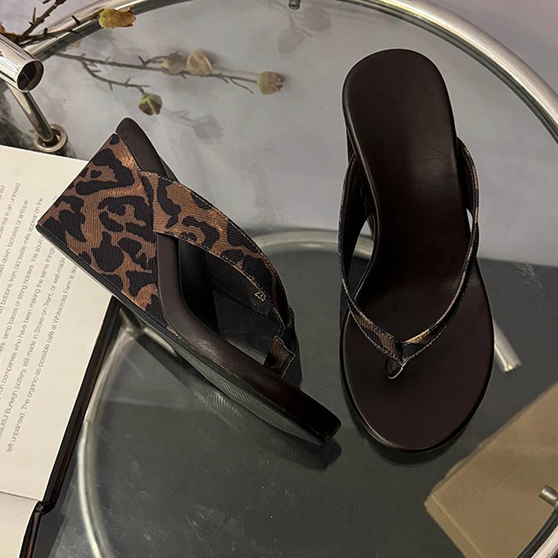 Wedges Women Slippers High Heels Clip Toe Fashion Shoes Designer Woman's Sandals Summer 2025 Flip Flops New Sandalias De Mujer Good Vibrations