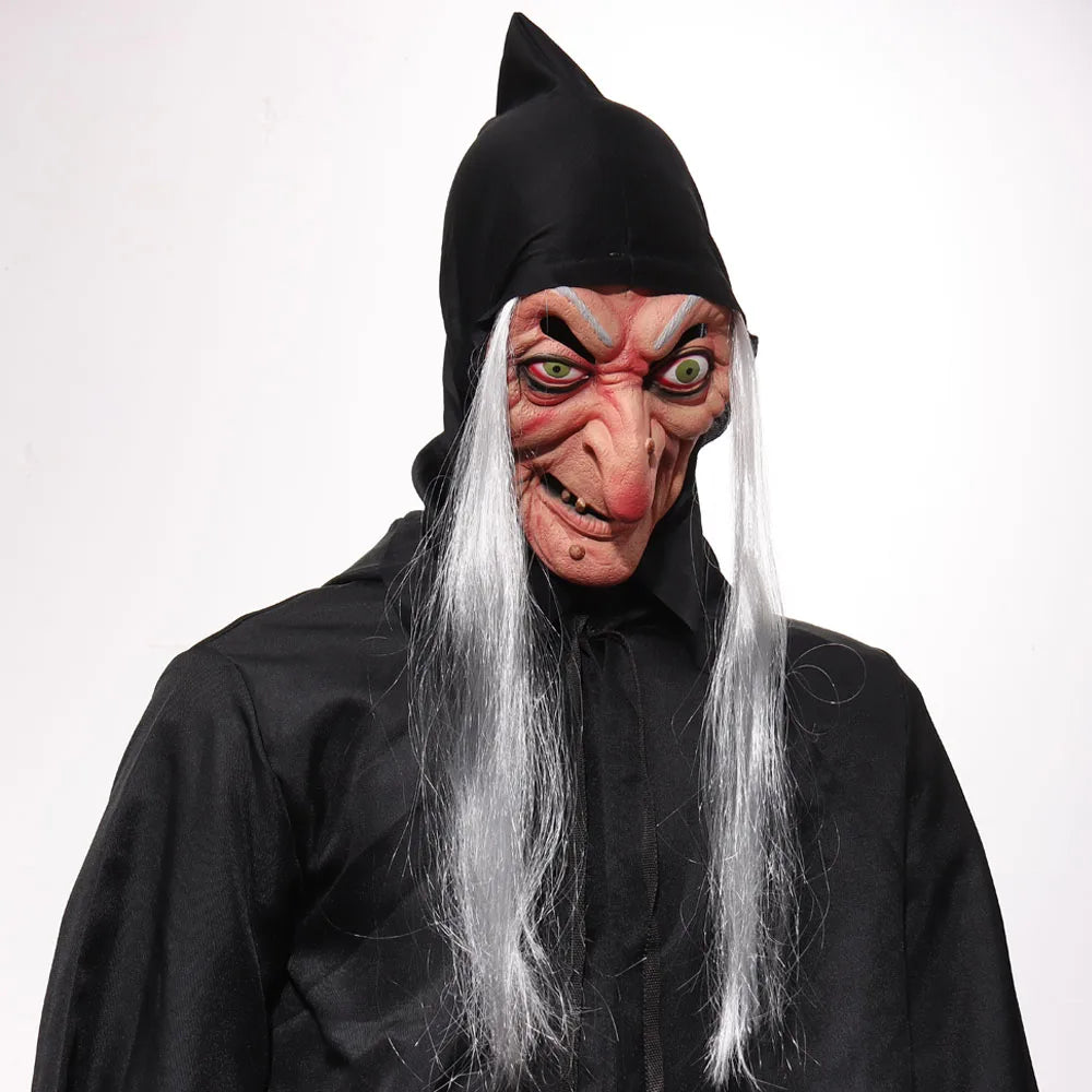 Halloween Horror Witch Mask Cosplay Ghost Face Joker Sorceress Old Nana Grandma Latex Helmet Haunted House Party Costume Props Good Vibrations