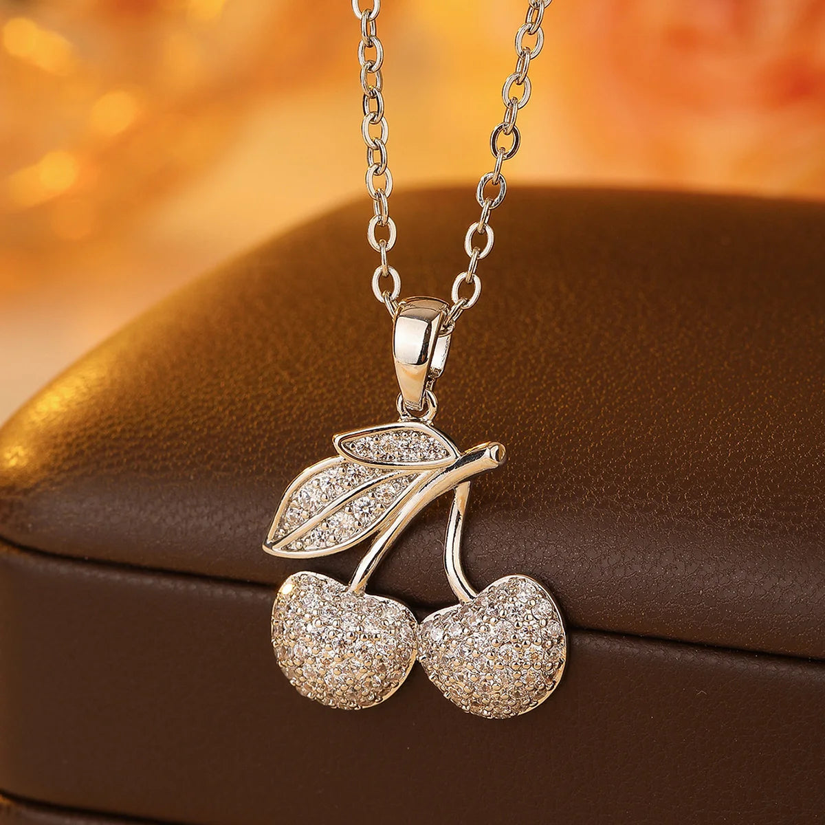 A Cherry Necklace Pendant, Copper Material Inlaid With Zircon Series, Fashionable And Simple Ins Style Good Vibrations Adult Super Store