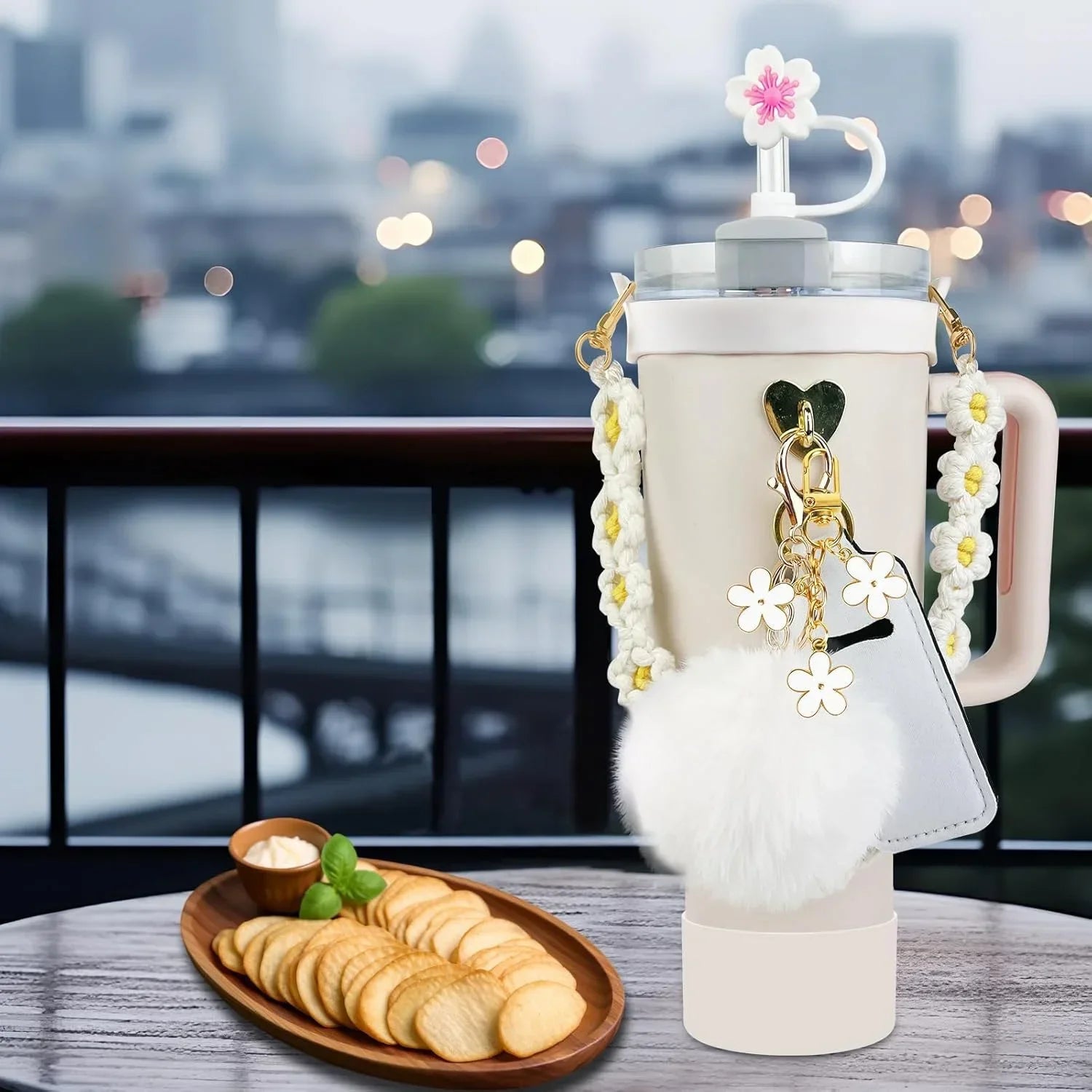 12PCS Accessories for Stanley Cup 30oz 40oz Tumbler Water Bottle Handle Strap Straw Toppers Keychain Charms Silicone Cup Boot Good Vibrations Adult Super Store