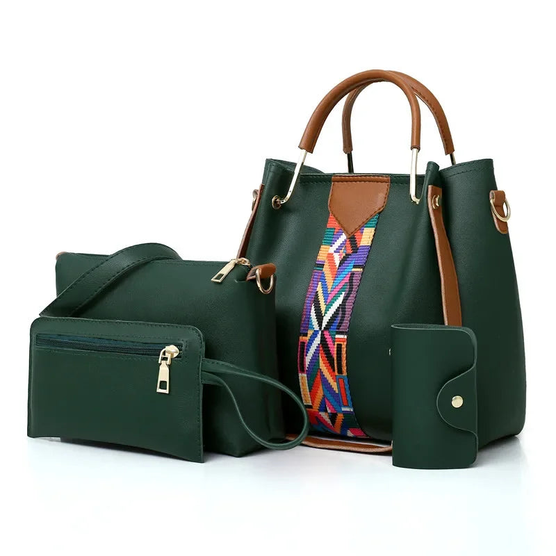 4 Pcs Luxury Handbag Large Capacity Tote Bag Women's Bag Fashion Shoulder Bag,Wallet,Card Case Good Vibrations Adult Super Store