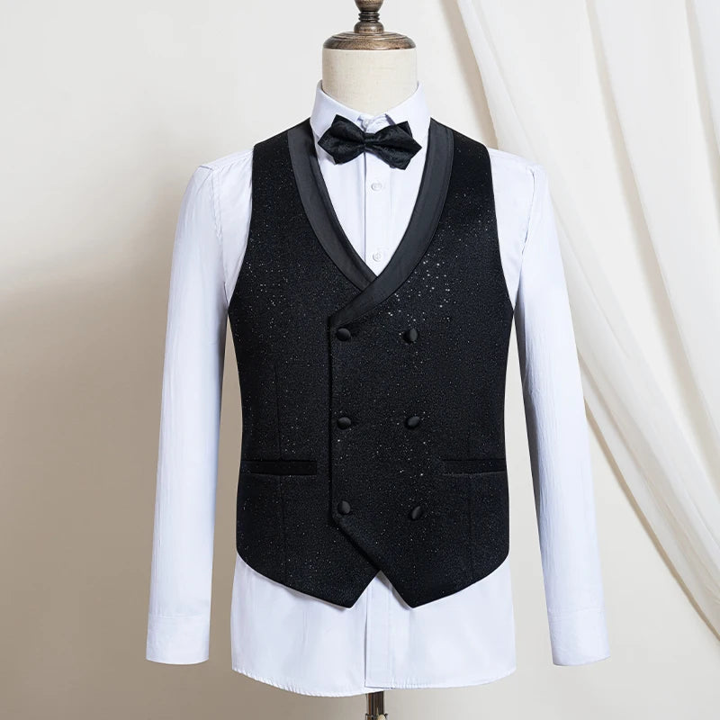 Luxury man suits high quality 3 pieces littering rhinestone embellishment Wedding Dress Shining flash diamond Tuxedo Dinner Suit Good Vibrations