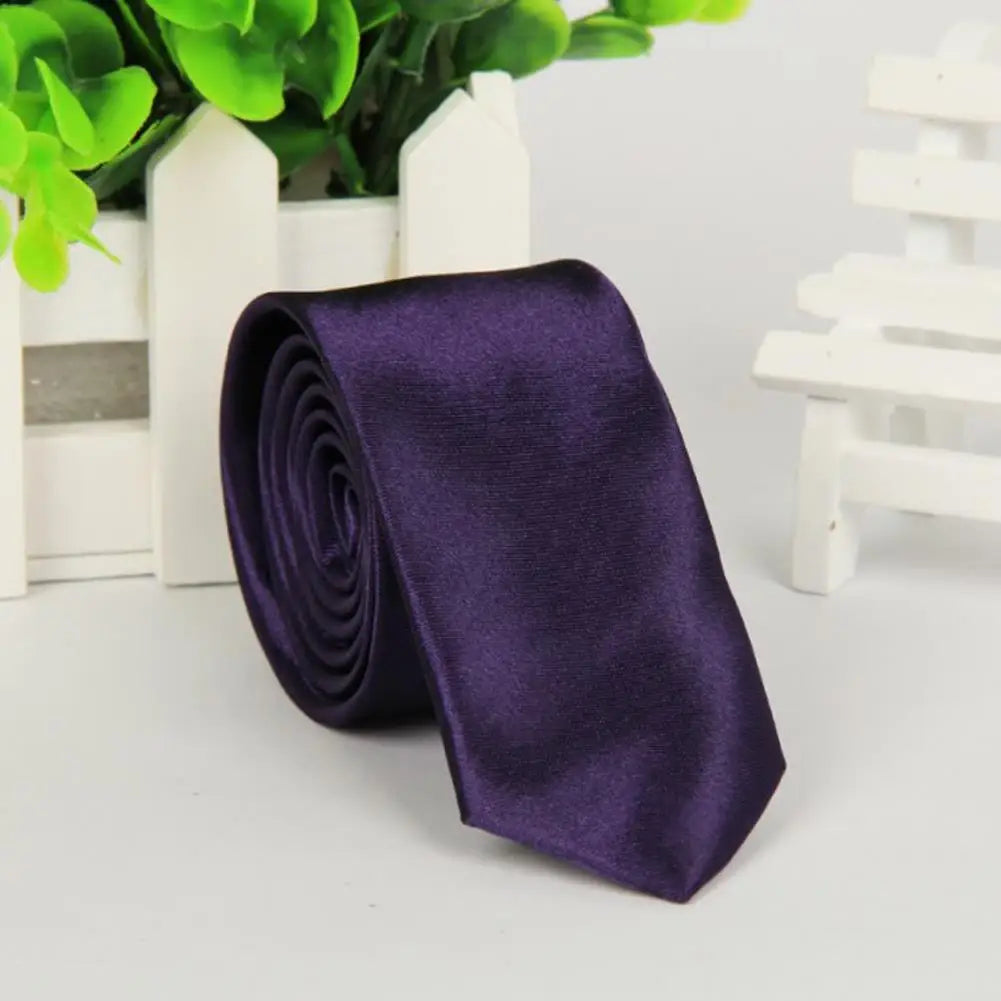 Mans Accessories Slim Skinny Tie for Men Jacquard Woven Solid Champagne Orange Red Purple Blue Ties Wedding Necktie corbatas par Good Vibrations