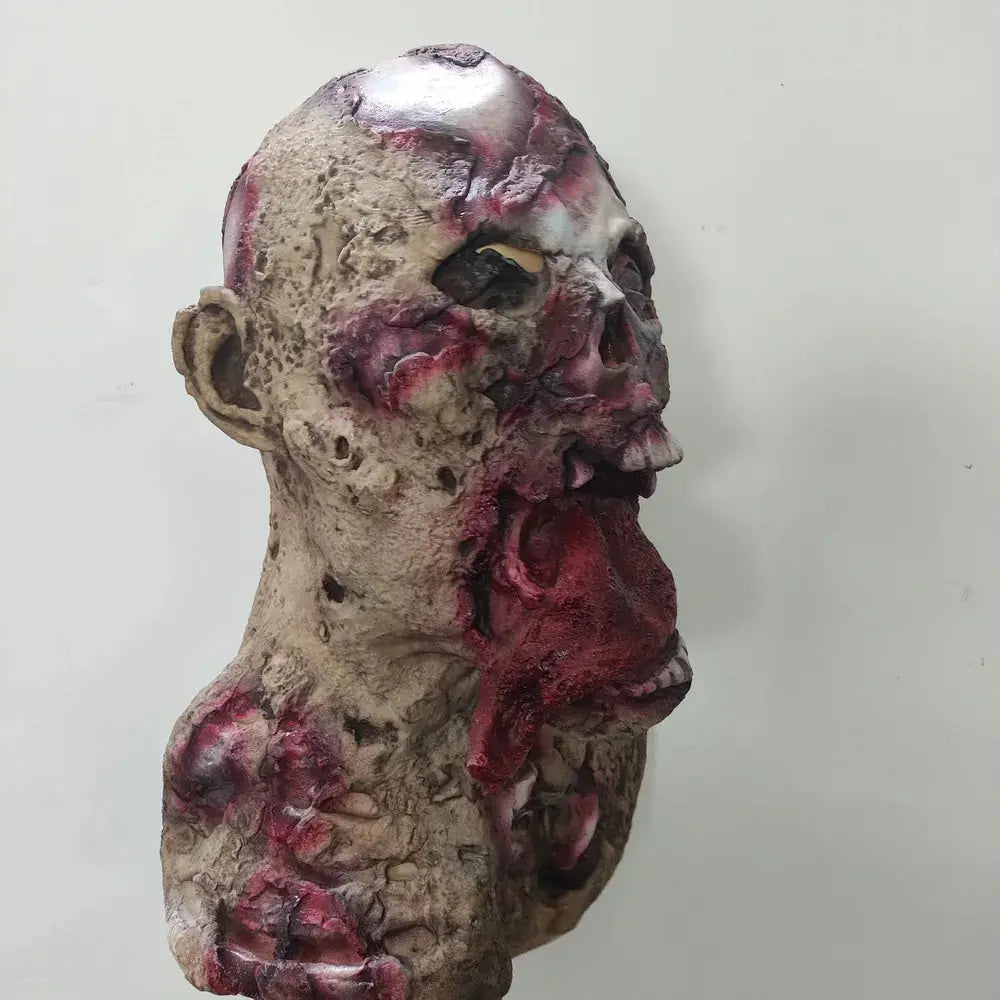 Halloween Horror Walking Dead Zombie Full Head Mask Adult Latex Zombie Mask Scary Spit Out Tongue Full Face Stage Show Face Mask Good Vibrations