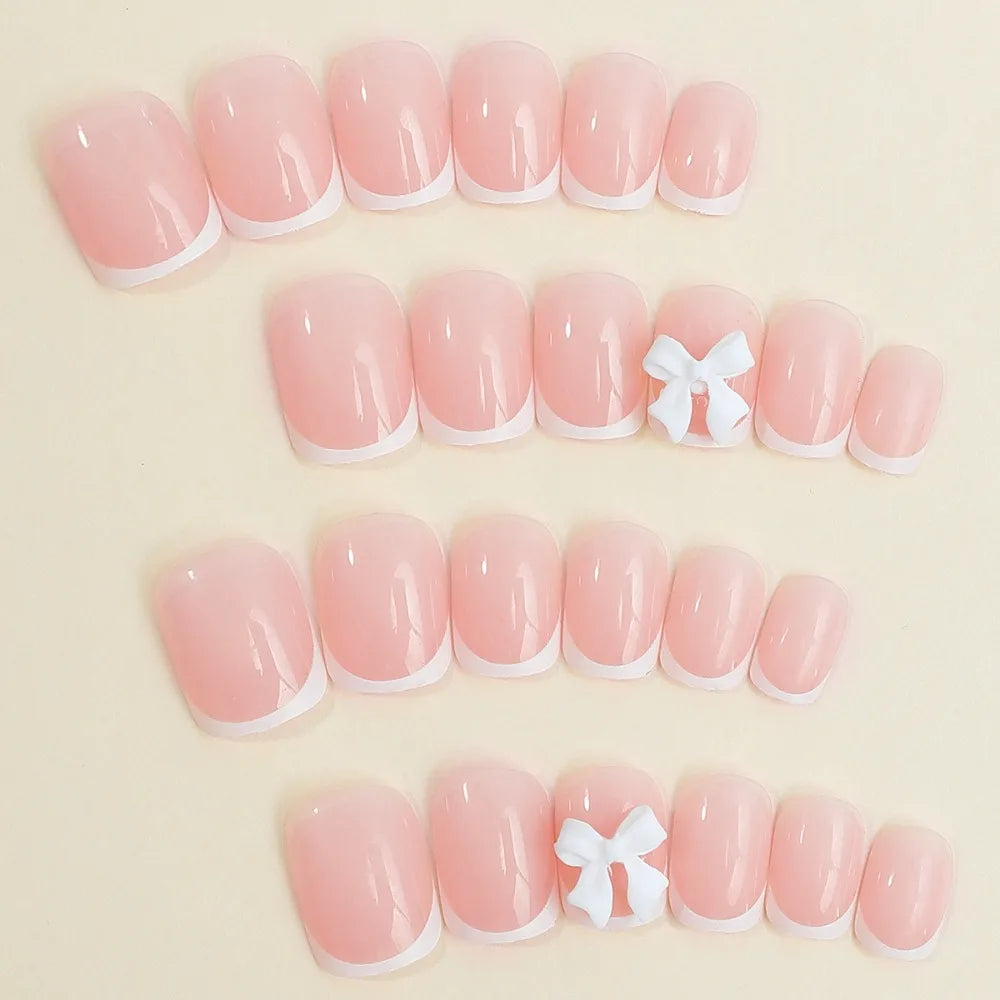 Waterproof Wearable Manicure French Fake Nails Square Head Full Cover Press on Nails False Nail Girl Good Vibrations