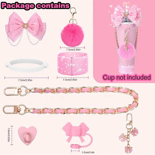 Bling Cup Accessories for Stanley Tumbler Cup 40oz Tumbler with Handle, Including Bow Straw Topper Cover, Straw Bow Decorate Good Vibrations Adult Super Store