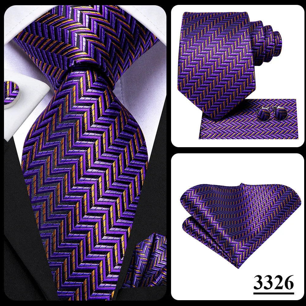 Black Red Striped Silk Wedding Tie For Men Handky Cufflink Gift Men Necktie Fashion Business Party Dropshiping Hi-Tie Designer Good Vibrations