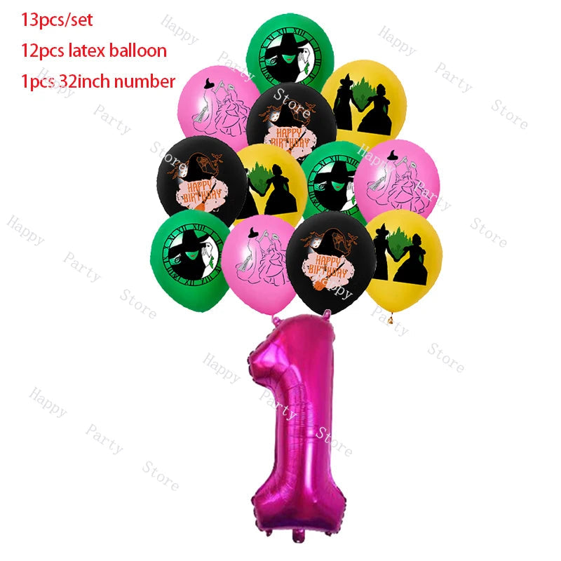 Wicked Birthday Party Decoration Magic Witch Balloon Backdrop Tableware Split Sales Wicked Birthday Party Supplies Good Vibrations