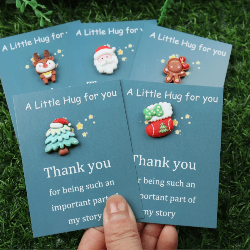 10pcs Mini Hug Cards with Resin Decorations Christmas Birthday Valentine Greeting Thank You Cards Bulk Gifts for Friends Family Good Vibrations