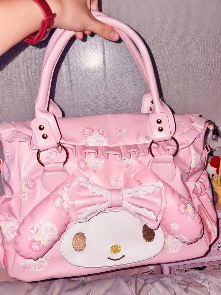 Sanrio Cute My Melody Shoulder Bag Large Capacity Travel Handheld Portable Casual Commuter Crossbody Bag Anime Surrounding Girls Good Vibrations