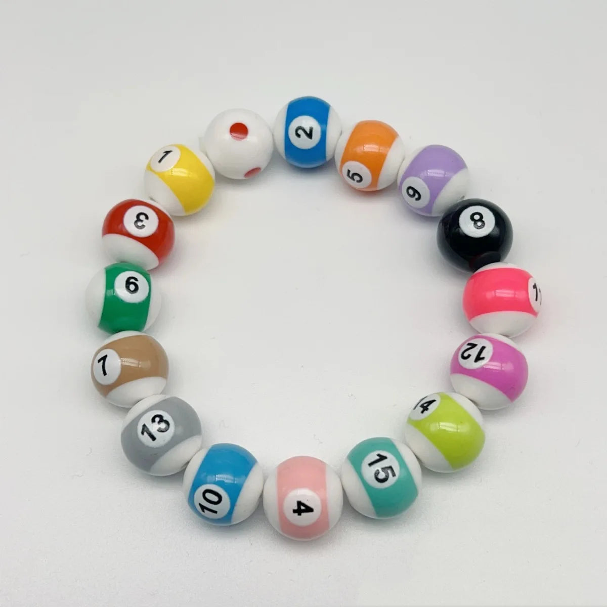 Middle Eight Billiard Bracelets for Women Men Hip Hop Rock Elastic Rope Couple Bracelets Jewellery Women Resin Beads Good Vibrations
