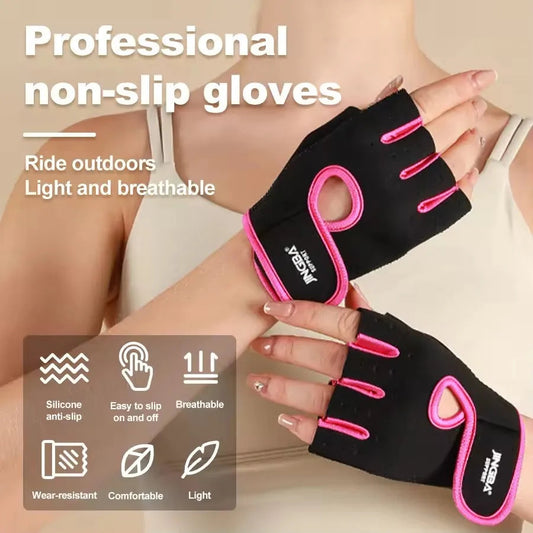 Fitness Half Finger Gloves Unisex Fitness Gym Weightlifting Exercise Gloves Silicone Anti Slip Breathable Outdoor Cycling Gloves Good Vibrations