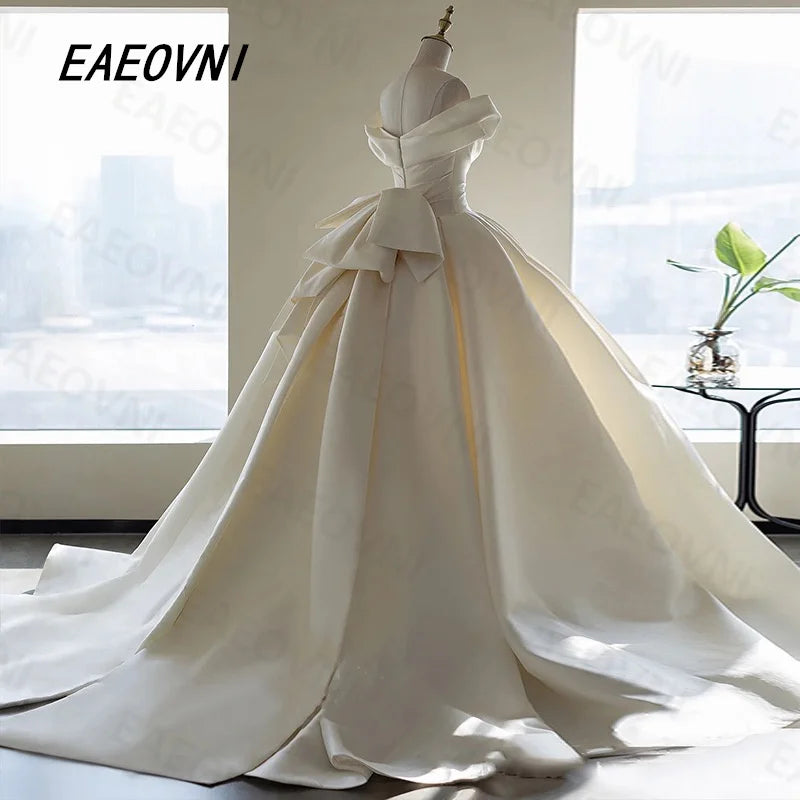 2025 Newest Luxury Niche Design Satin Off The Shoulder Bridal DressHigh-Grade Fabrics Perfect Luxury Court Train Vestidosdenovia