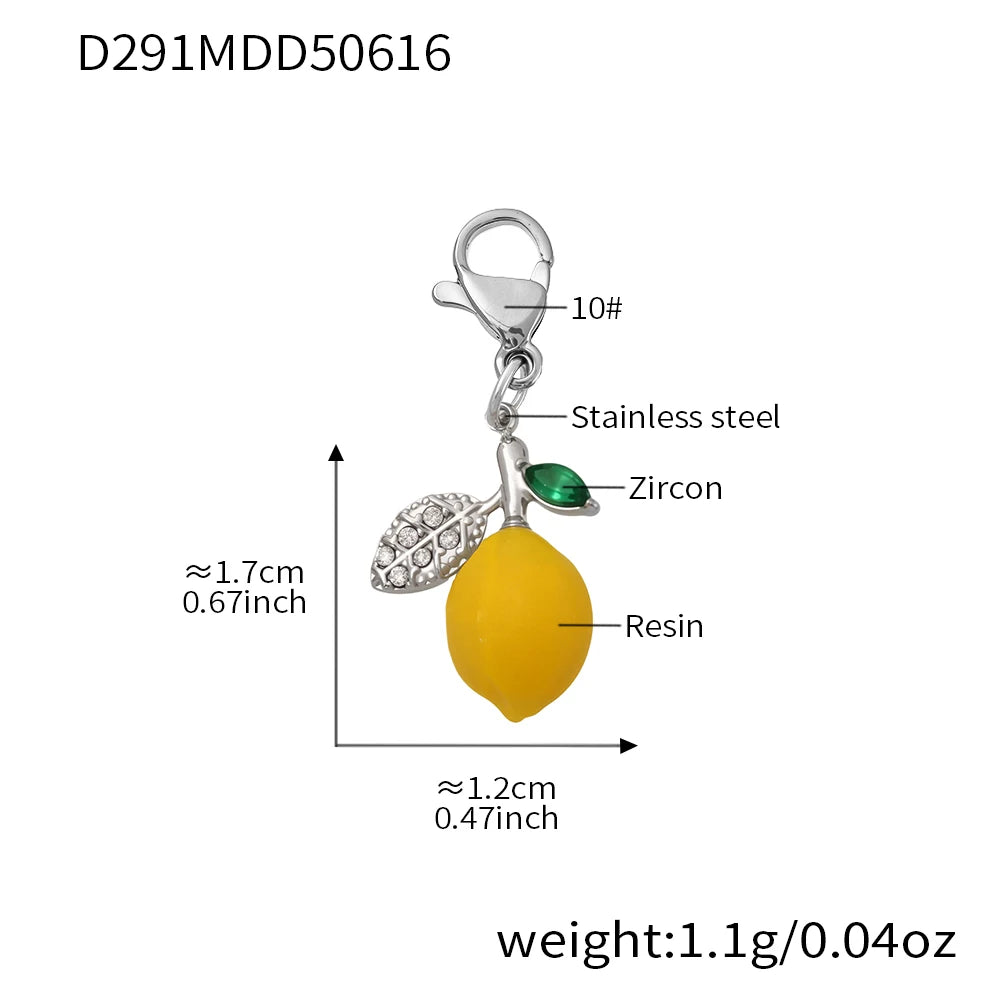 Nivora Resin Fruit Lemon Pendant Necklace For Women Imitation Pearl Stainless Steel Zircon Handmade Strand Beads Choker Jewelry Good Vibrations