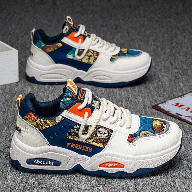 Mens Sneakers Thick Sole Anti Skid Wear-resistant 2025New Men's Casual Spring Shoes Breathable Man Footwear Fashion Comfortable Good Vibrations