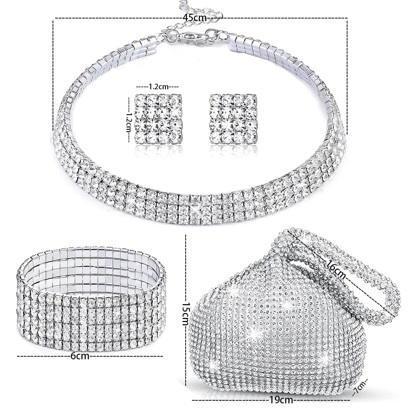 Bridal Jewelry Sets 1 set Rhinestone Alloy 1 Bracelet Earrings Necklace Women's Vintage Fashion Stylish Jewelry Set For Wedding Good Vibrations Adult Super Store