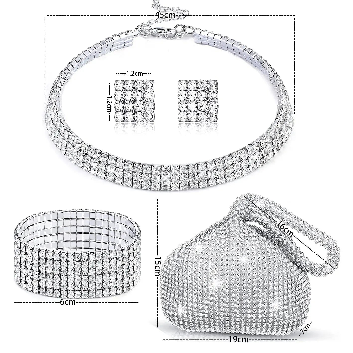 Bridal Jewelry Sets 1 set Rhinestone Alloy 1 Bracelet Earrings Necklace Women's Vintage Fashion Stylish Jewelry Set For Wedding Good Vibrations Adult Super Store