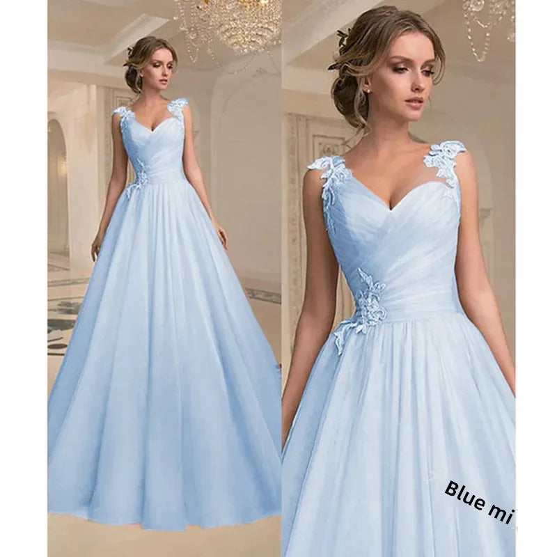 Spring Summer New Style Women's Dress V-Neck Fashion Mesh Sleeveless Long Gown Full-Length Skirt High Collar Empire Waist Good Vibrations