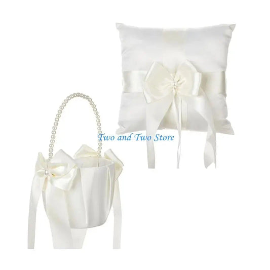 HX6F Handmade Punnet Pillow Rings Bearer Basket for Enchanting Wedding Ceremony Good Vibrations