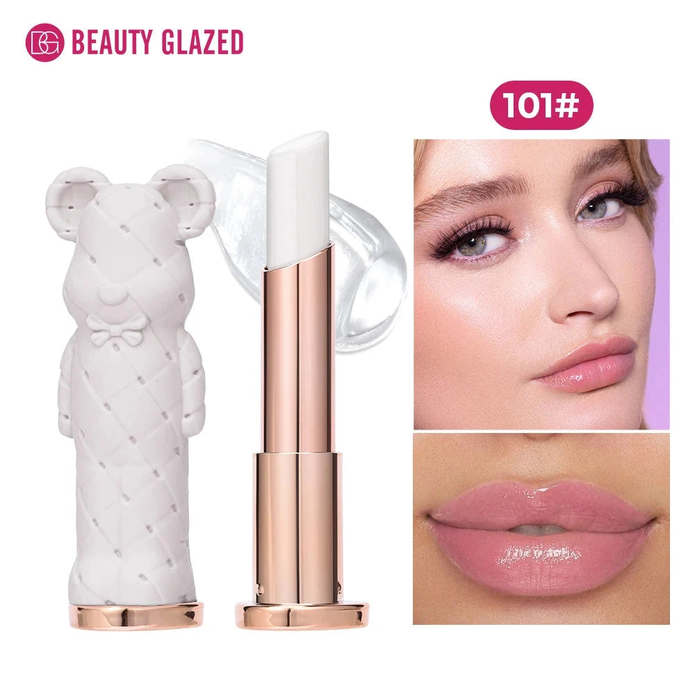 Beauty Glazed Bear Moisturizing Lipstick,Colored Lip Balm,Nourishing Lip stick,Easy To Color,Watery Good Vibrations