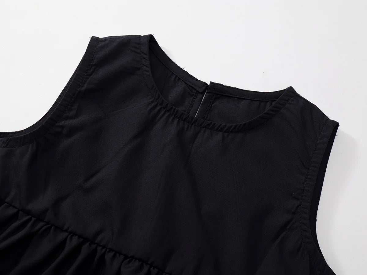 Korean Summer Kids Girls 2PCS Clothes Set Cotton Black Lace Baby Girl Vest Tops Suit Loose Striped Straight Pant Kid Girl Outfit Good Vibrations