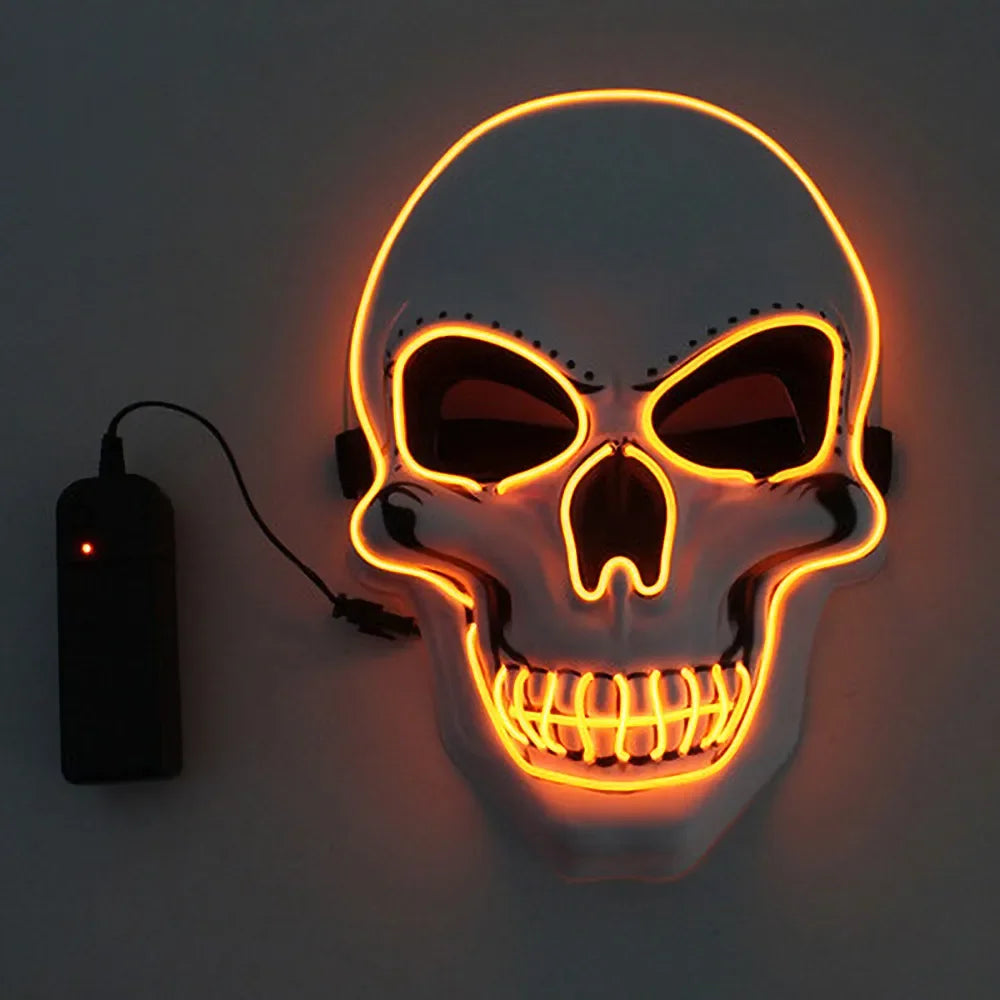 Halloween Horror Skull Mask LED Cold Light Mask LED Halloween Mask Cosplay Mask Halloween Party Decoration Luminous Skull Masks Good Vibrations