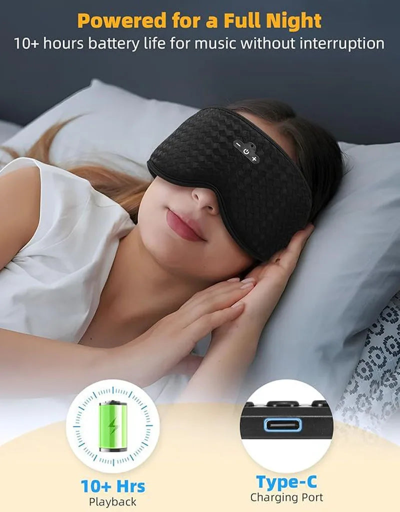 Bluetooth 3D Eye Mask Sleep Headphones Soft Cotton Blindfold Wireless Sleep Mask Speaker Microphone Comfortable Music Earphones Good Vibrations