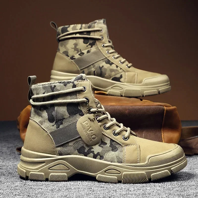 Camouflage Boots for Men Autumn Winter Platform Boots Outdoor High-top Shoes Men Ankle Boots Buty Robocze Meskie Good Vibrations