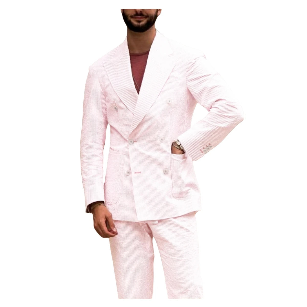 Men's Striped Suit Two Piece Suit Elegant Fashion Suit Business Casual Work Wear Party Dress Men's Commuter Wear Men's Clothing Good Vibrations