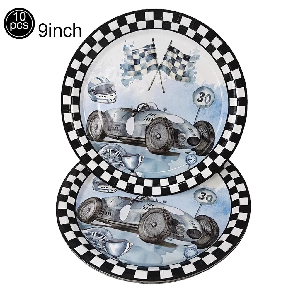 Race Car Party Tableware Plates Napkins Cup Two Fast Birthday Party Supplies Boys Racing Themed Two Years Old Party Decorations Good Vibrations