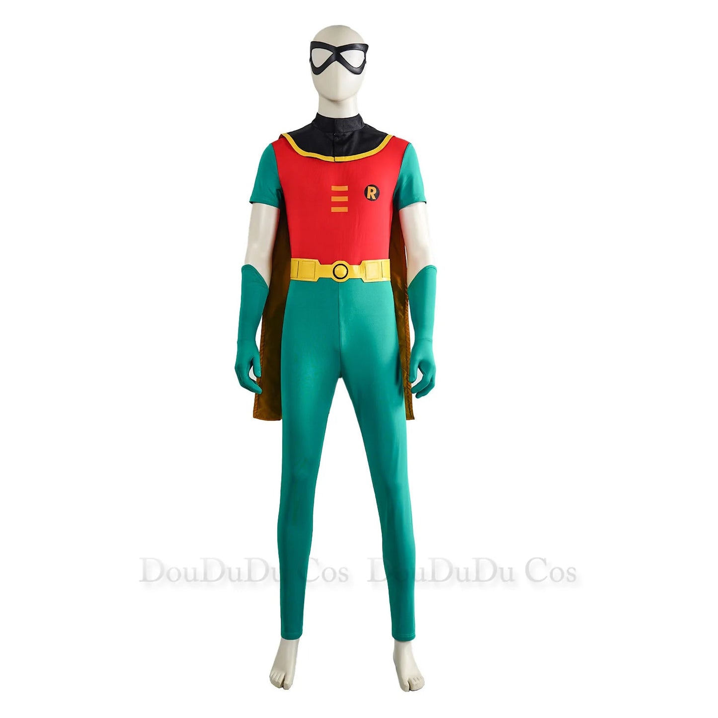 Adult Robin Cosplay Costume Men Jumpsuit Cloak Belt Gloves Eyemask Outfits TV Fantasy Halloween Carnival Party Suit Good Vibrations
