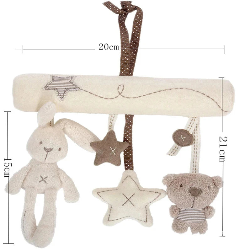 2025 New Hanging Bed Rabbit Baby Hand Bell Safety Seat Plush Toy Multifunctional Plush Toy Stroller Mobile Gifts Good Vibrations