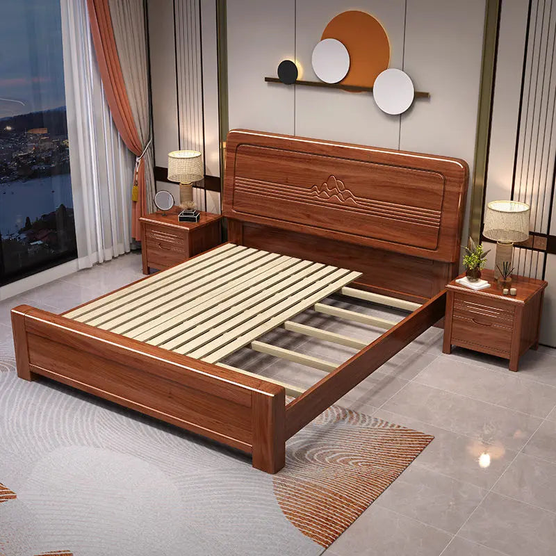 Wooden Beds Single Double Bed Bedroom Furniture Chinese Light Luxury Wood Bed Good Vibrations