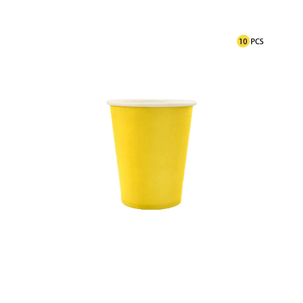 Solid Yellow boda party tableware set cumpleaños decoracion bachelorette Birthday Tableware Paper Napkins Cups Plates Tablecloth Good Vibrations