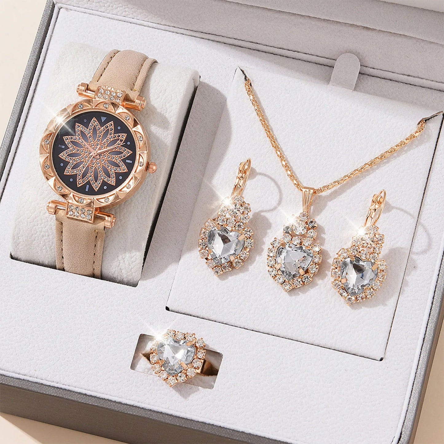 Watches Sets Gifts for Women Crystal Bling Wristwatch Jewelry Kit Gift for Mom Wife Girlfriend Good Vibrations Adult Super Store