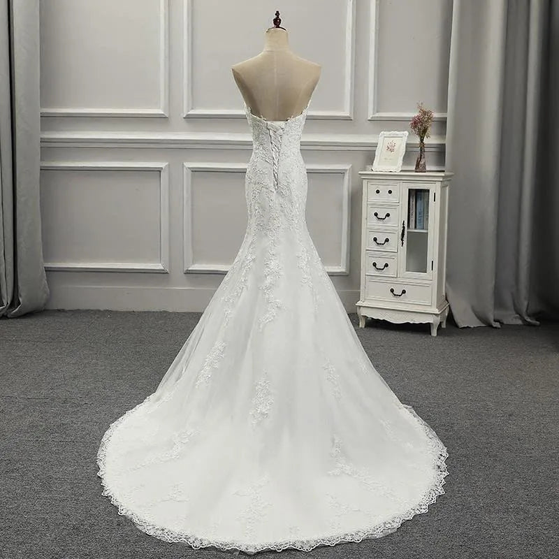 Vestidos Para Mujer Elegantes Para Boda New Strapless Slimming Fishtail Sweet Lace French Light Luxury Bride Light Wedding Dress Good Vibrations
