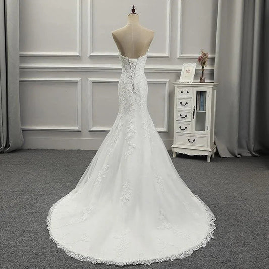 Vestidos Para Mujer Elegantes Para Boda New Strapless Slimming Fishtail Sweet Lace French Light Luxury Bride Light Wedding Dress Good Vibrations
