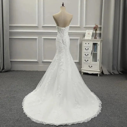 Vestidos Para Mujer Elegantes Para Boda New Strapless Slimming Fishtail Sweet Lace French Light Luxury Bride Light Wedding Dress Good Vibrations