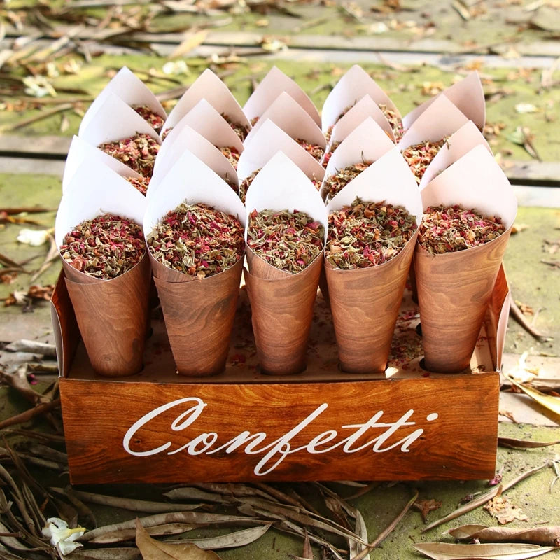 Kraft Paper Wedding Tray Confetti Cone Stand Box Tray Rustic Wedding Decoration Wedding Confetti Cones Wedding Cones Set supply Good Vibrations