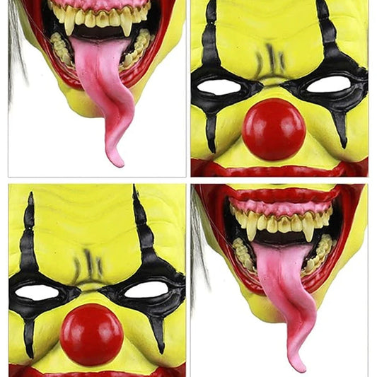 Halloween Mask - Green Horror Clown Mask with Hair, Terrifying Halloween Costume Face Mask for Adults Party Disguise Good Vibrations