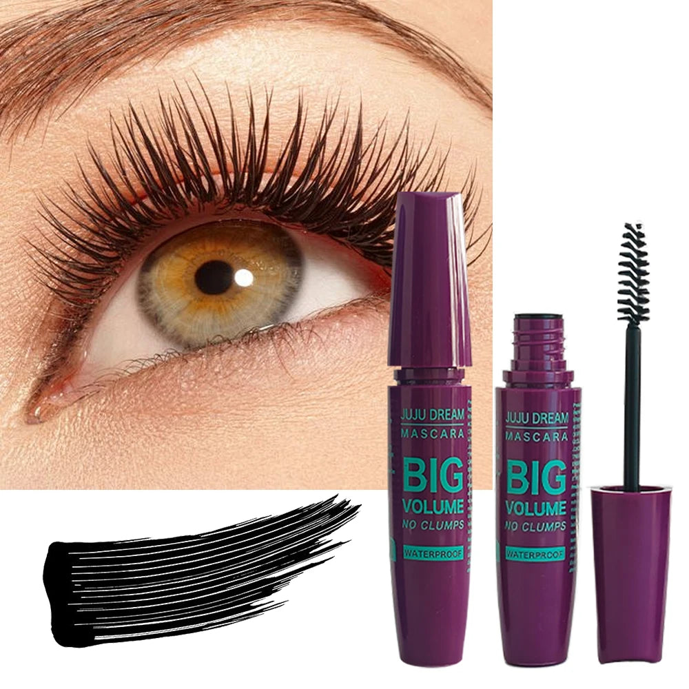 Black Mascara Thickening - Long-Lasting, Volumizing , Fiber Formula with 360° Spiral Brush Waterproof Liquid Fiber Mascara Good Vibrations