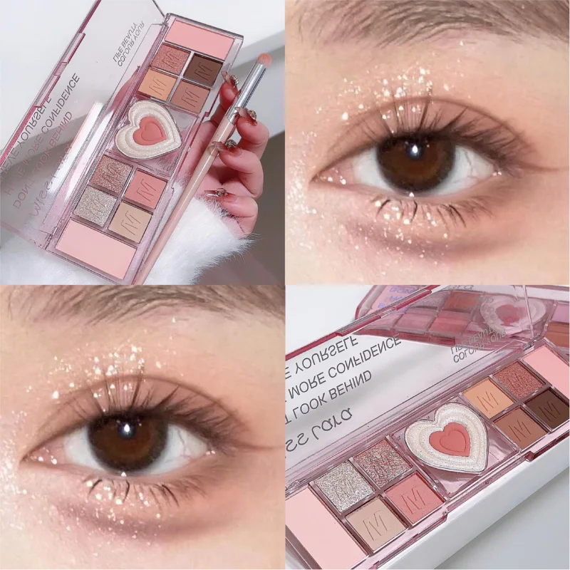 12 Colors Love Highlighting Eyeshadow Blush Palette Multi-purpose Cosmetic Eyes Pigment Powder Makeup Plate Eye Shadow Good Vibrations