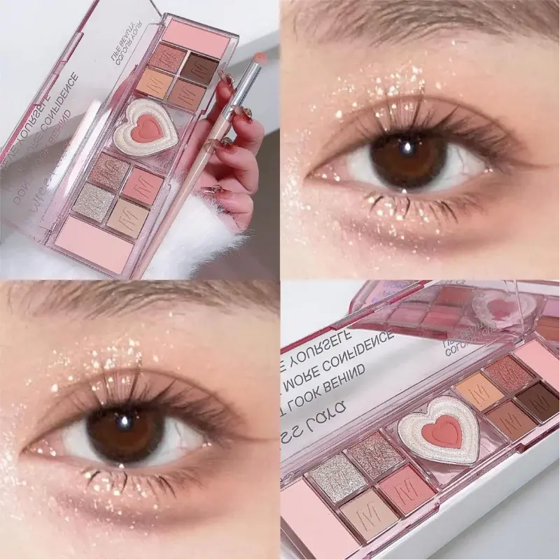 12 Colors Love Highlighting Eyeshadow Blush Palette Multi-purpose Cosmetic Eyes Pigment Powder Makeup Plate Eye Shadow Good Vibrations