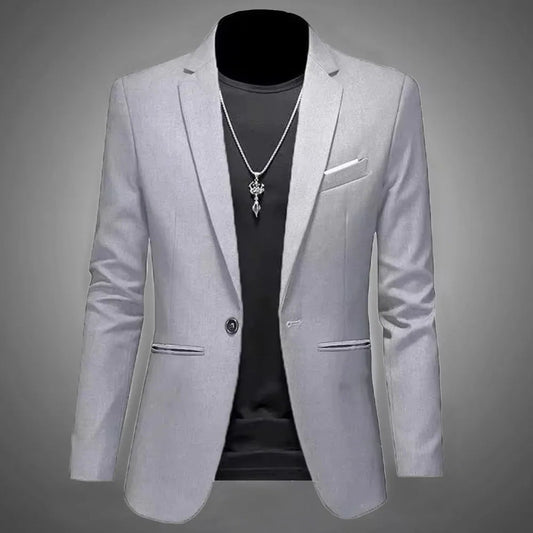 Men's Trendy Leisure Boutique Suit Jacket  Autumn Casual Business Slim Fit Non-ironing Single Button Suit Solid Formal Blouse Good Vibrations