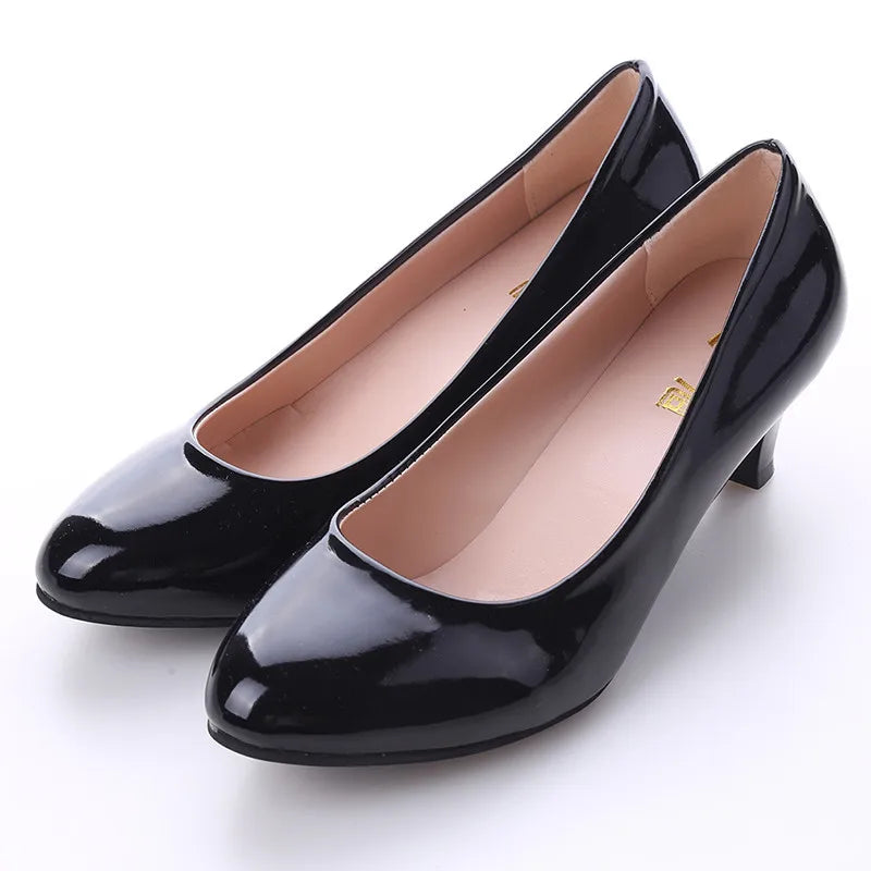 Shoes Ladies Pumps Medium Heel Nude Sexy High Heels Weeding Shoes Women Office Work White Pumps Party Shoes Good Vibrations